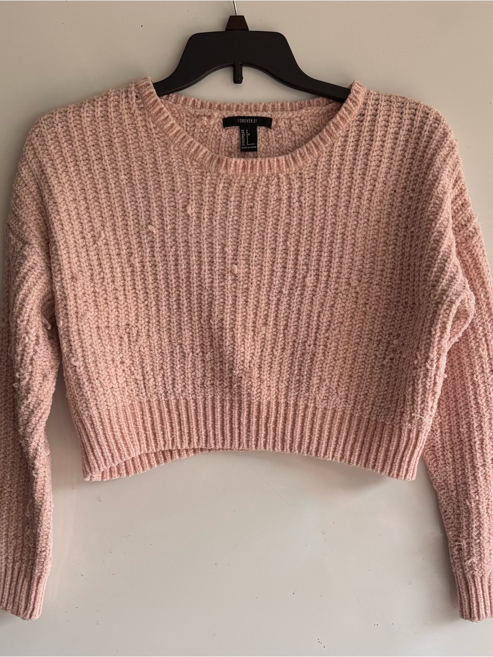 Forever 21 Blush Cropped Crewneck Sweater
